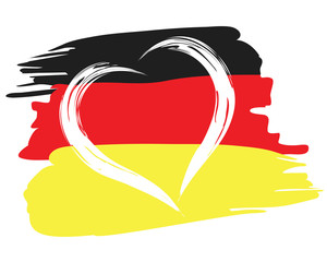 painted german flag with heart shape symbol