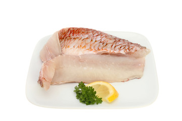 Mullet fillets on plate