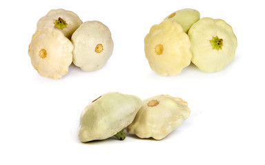 set of White Pattypan Squashes isolated on white