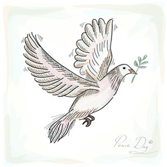 Obraz premium Hand drawn peace dove symbol with texture background EPS10 file.