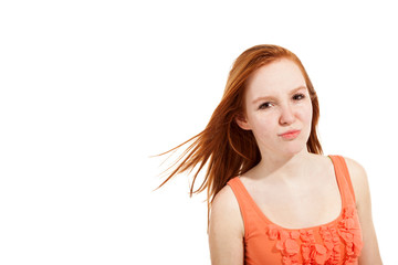 Cute young girl,  isolated on white background