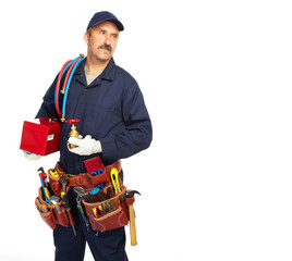 Plumber with a tool belt.