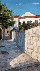 Naklejka premium Croatia town street - illustration