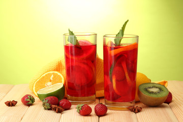 sangria in glasses with fruits,