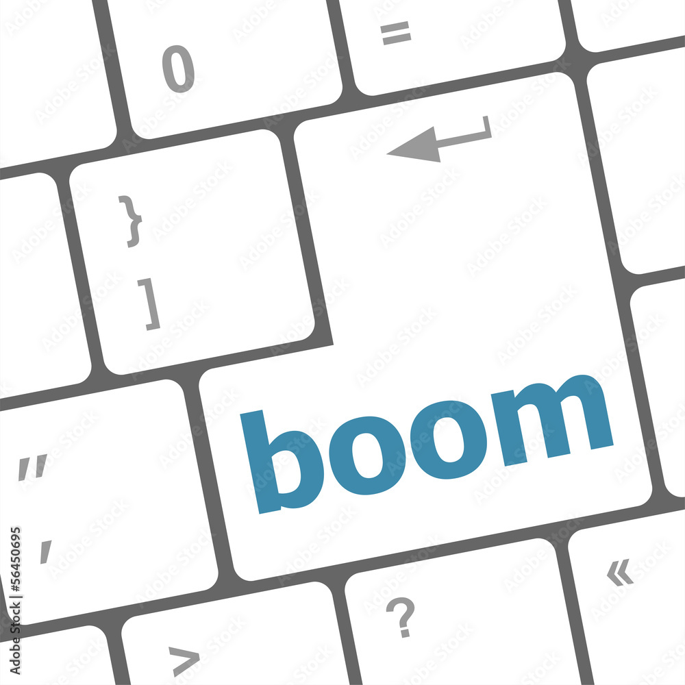 Poster boom button on computer pc keyboard key
