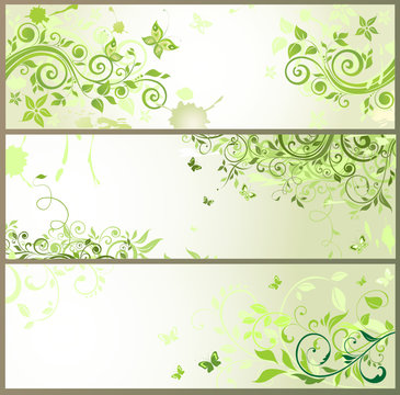Green floral horizontal banners