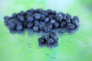 Blueberries on metal background