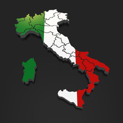 Three-dimensional map of Italy