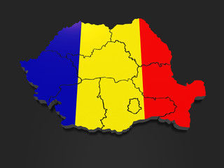 Fototapeta premium Three-dimensional map of Romania.