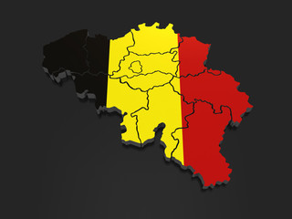 Three-dimensional map of Belgium