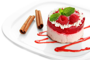 Delicious berry cake isolated on white