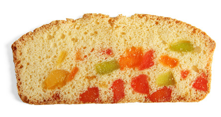 Biscotti with candied fruits, isolated on white