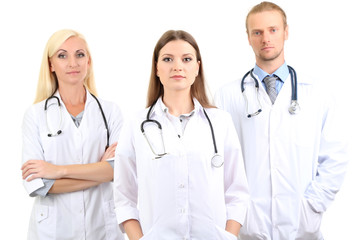 Medical workers isolated on white