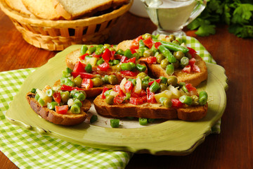 Sandwiches with vegetables and greens