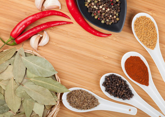 Colorful herbs and spices selection