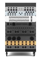audio effects processors in a rack isolated on white background
