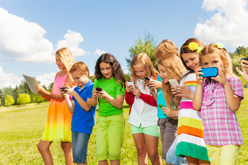 Group of kids social networking