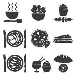 Hand drawn food silhouette icons