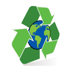 recycle symbol with planet earth