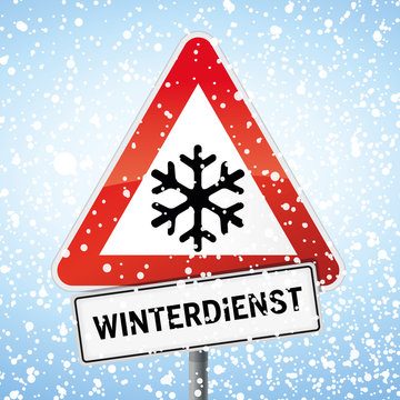 Schild Winterdienst mit Schnee