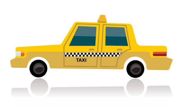 yellow taxi, cartoon concept