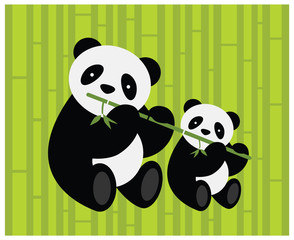 Two pandas. Vector illustration.