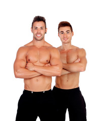 Fototapeta na wymiar Couple of handsome muscled men