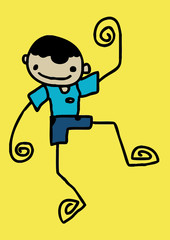 Cute cartoon people man and woman in Jaidee Family Style