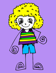 Cute cartoon people man and woman in Jaidee Family Style