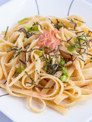 Japanese style spicy cod roe spaghetti