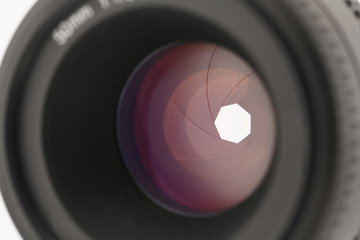 Lens shutter colse-up (Focus on shutter blade)