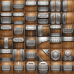 metal and wood background set