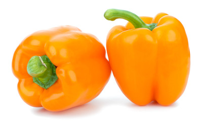 orange peppers isolated on white background closeup