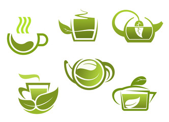 Fototapety  Zestaw symboli zielonej herbaty