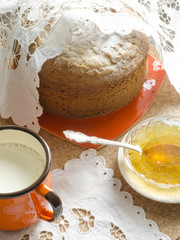 A cake made ​​of maize flour. Retro style.