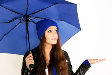 Frau mit Regenschirm