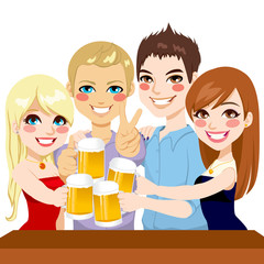 Young Friends Beer Toast