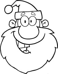 Black And White Happy Santa Claus Head Cartoon Character