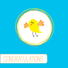 Congratulations card with cute yellow bird