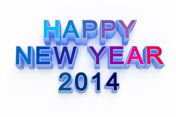 new year 2014 ,3d render text on white background