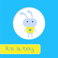 Baby shower card with bunny. It's a boy