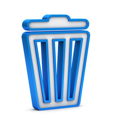 blue trash bin icon on a white background