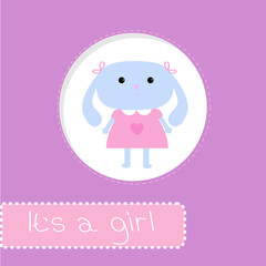 Fototapeta premium Baby shower card with bunny. It's a girl