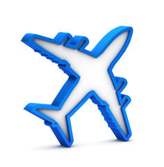 blue airplane icon on a white background