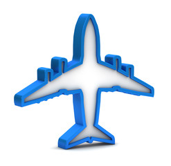 blue airplane icon on a white background