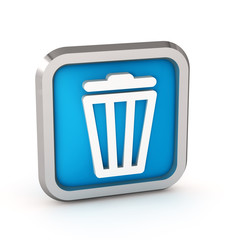 blue trash bin icon on a white background