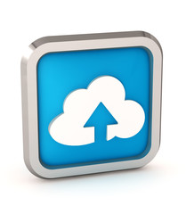 blue icon with cloud and arrow on a white background