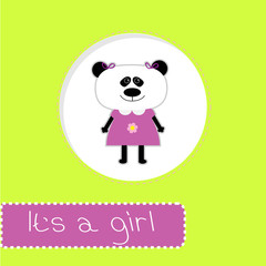 Baby shower card with panda. It's a girl