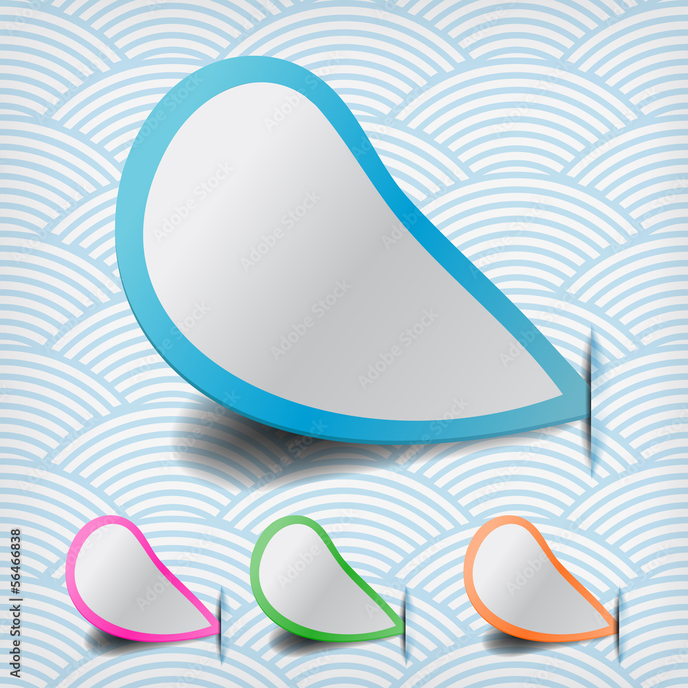 Poster set of labels with splash on a waves background