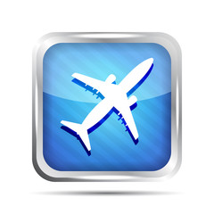 Fototapeta premium blue striped airplane icon on a white background